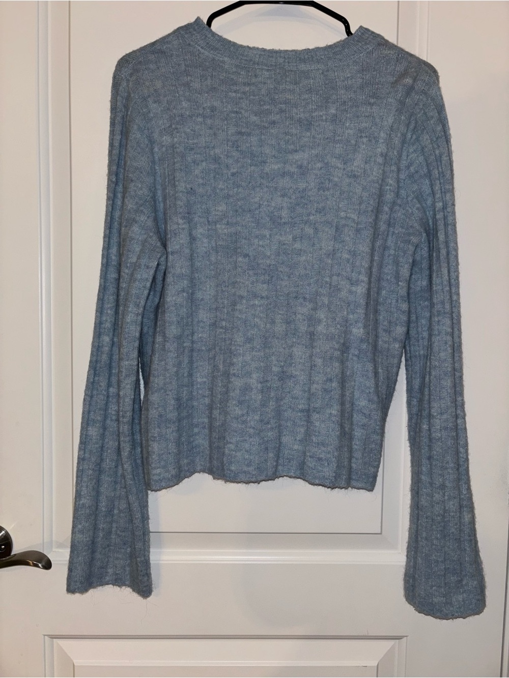 H&M Light Blue Ribbed Knit Crewneck Sweater